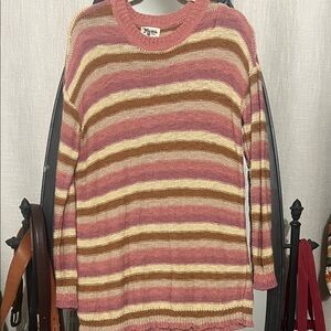 Show me your mumu Striped Pink and Brown Sweater tunic